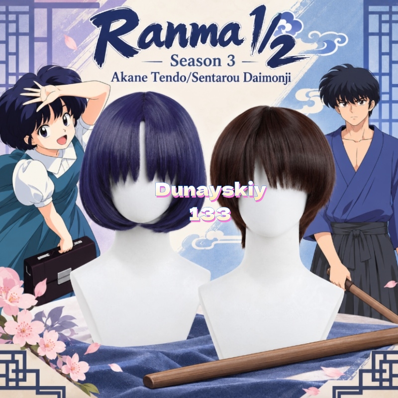 Akane Tendo Sentarou Daimonji  – Anime Cosplay Blue Hair Bewertung und Preis